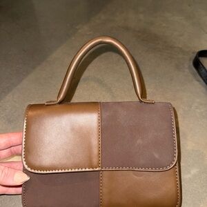 Elegant Brown Patchwork Handbag